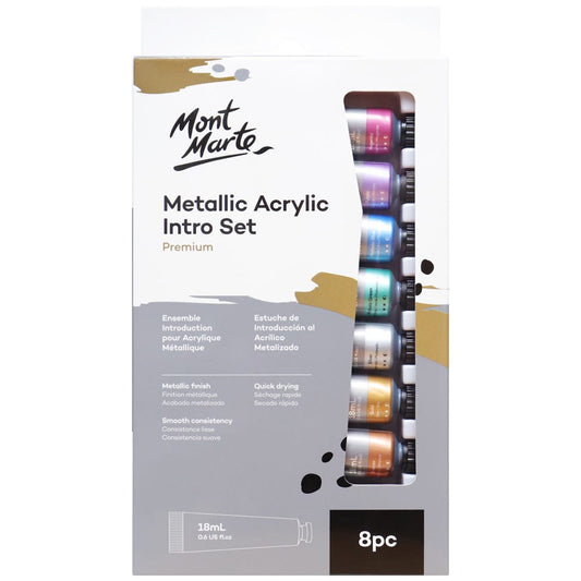 Mont Marte Metallic Acrylic Colors 8 x 18ml 金屬丙烯顏料8色套裝18ml