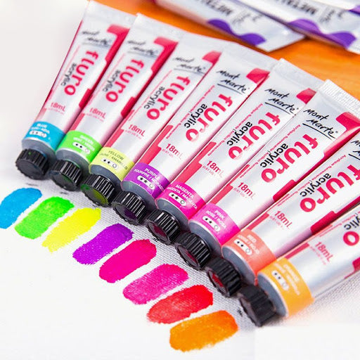 Mont Marte Fluorescent Acrylic Colors 8 x 18ml 熒光丙烯顏料8色套裝18ml