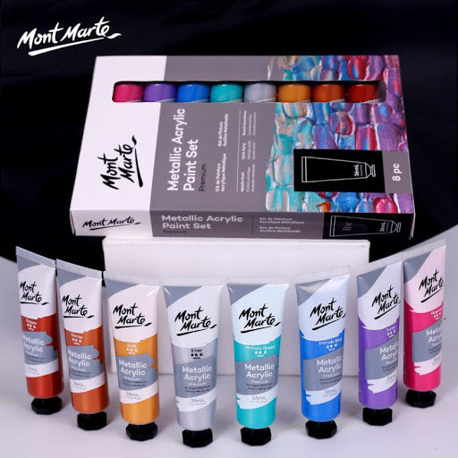 Mont Marte Metallic Acrylic Colors 8 x 18ml 金屬丙烯顏料8色套裝18ml